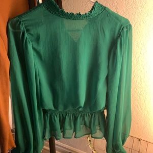 Classy emerald green long sleeve blouse